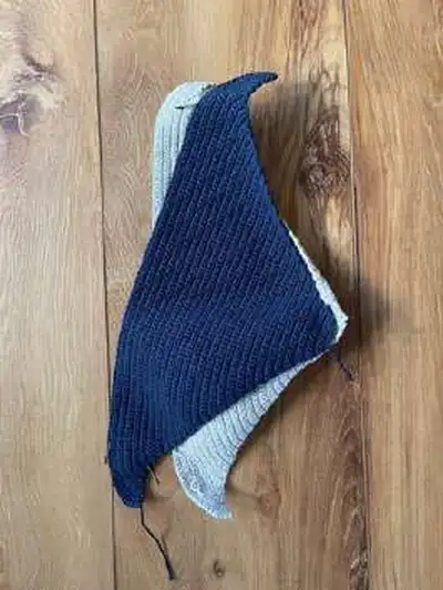 Jacque the Manta Ray Amigurumi Pattern step 2 - assembly progress