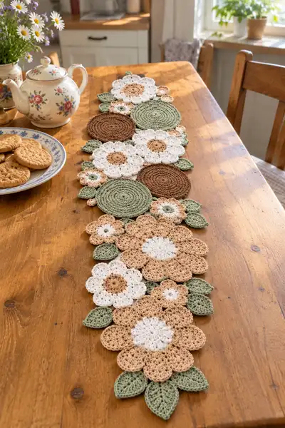 Botanical Blossom Table Runner Pattern step 1 - construction progress