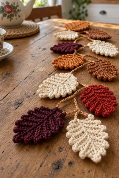 Autumn Leaves Table Runner Pattern step 2 - assembly progress