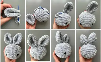 Bunny Hand Puppet Amigurumi Pattern step 4 - final assembly and finishing