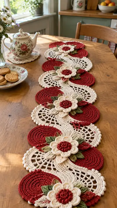 Vintage Floral Table Runner Pattern step 1 - construction progress