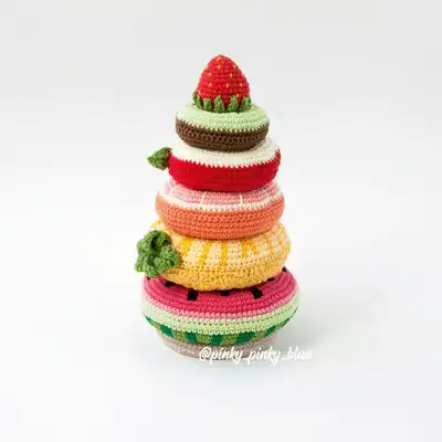 Fruit Stacking Toy Amigurumi Pattern step 1 - construction progress