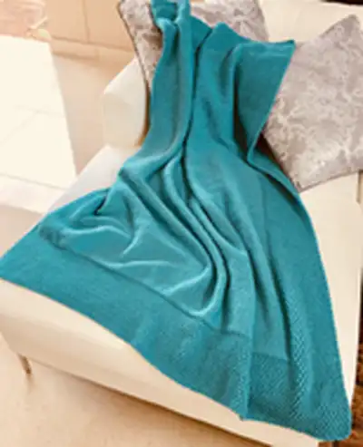 Turquoise Knitted Afghan Pattern step 1 - construction progress