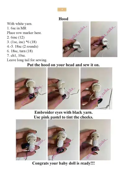Nativity Book Amigurumi Pattern step 2 - assembly progress