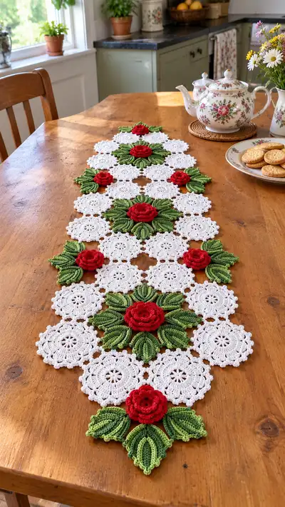 Vintage Floral Lace Table Runner Pattern step 1 - construction progress