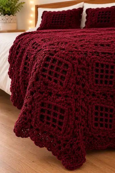 Deep Velvet Bedspread Pattern step 3 - details and accessories