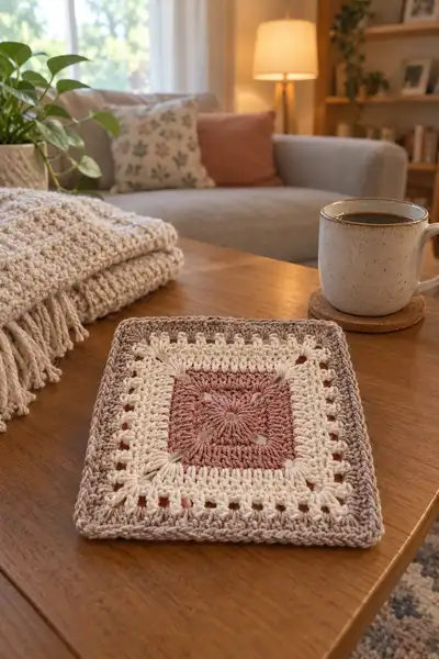 Vintage Rose Bedspread Pattern step 2 - assembly progress