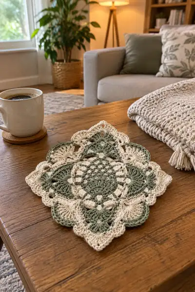 Pineapple Lace Granny Square Pattern step 2 - assembly progress