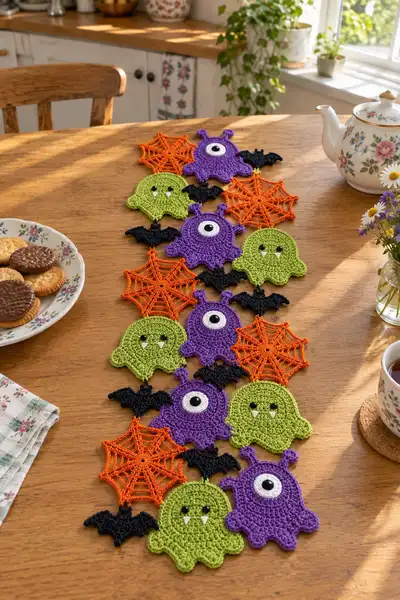 Cute Monsters Halloween Table Runner Pattern step 1 - construction progress