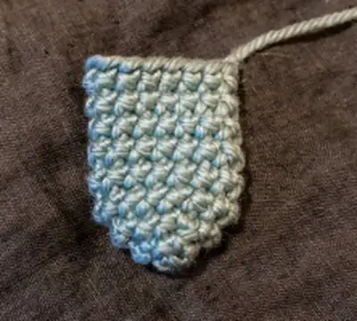 Dead Crewmate Amigurumi Pattern step 2 - assembly progress