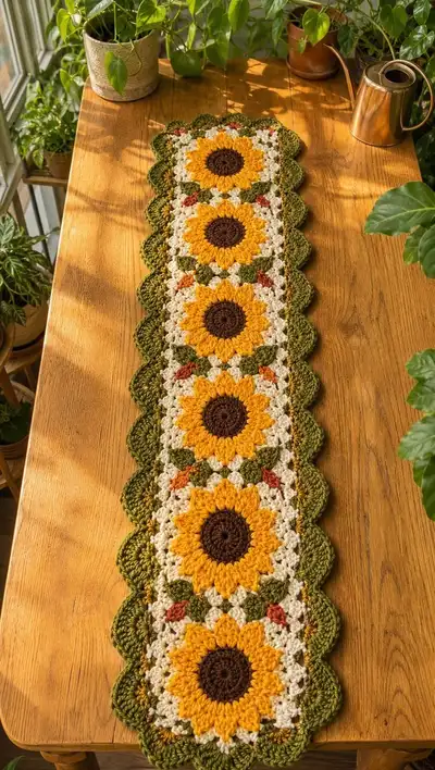 Sunflower Meadow Table Runner Pattern step 1 - construction progress