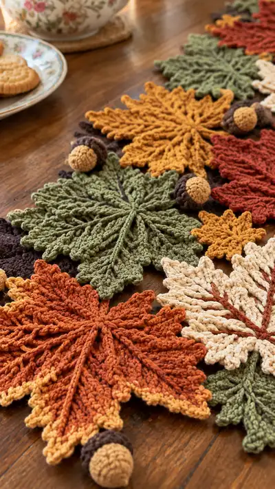 Autumn Leaves Table Runner Pattern step 2 - assembly progress