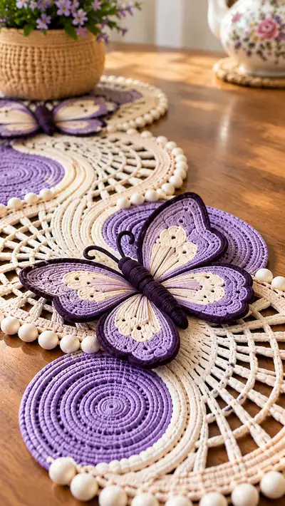 Butterfly Spiral Table Runner Pattern step 2 - assembly progress