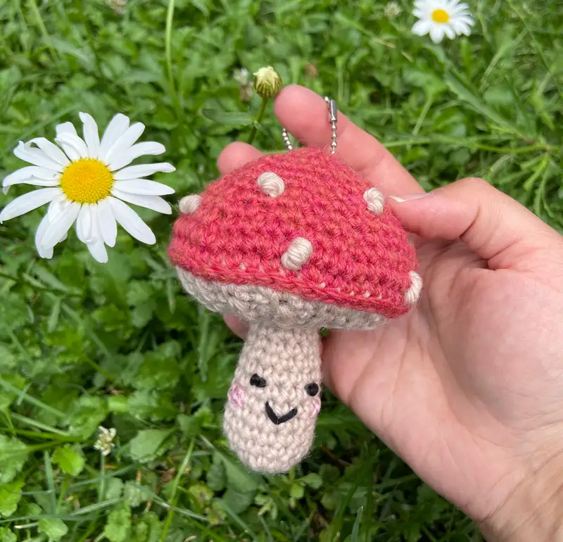 Free Intermediate crochet pattern: Mushroom Backpack Charm Amigurumi Pattern - Easy to follow tutorial