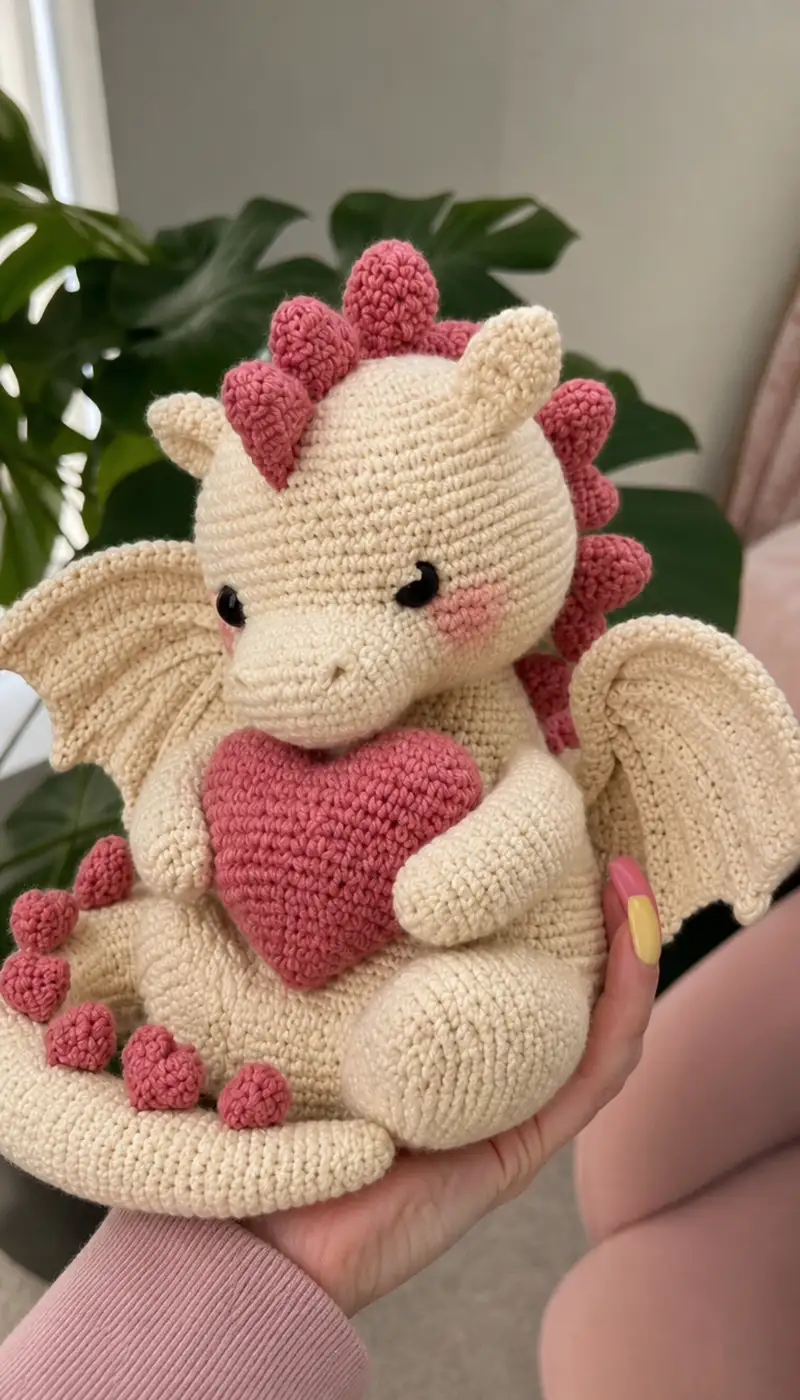 Sweet Little Dragon Amigurumi Pattern crochet pattern - detailed view of completed project