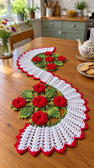 Rose Garden Table Runner Pattern step 1 - construction progress