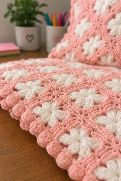 Coral Pink Bedspread Pattern step 3 - details and accessories