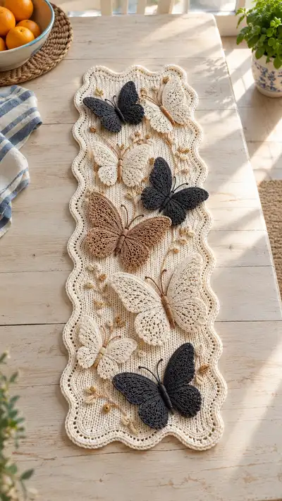 Lace Butterfly Table Runner Pattern step 1 - construction progress