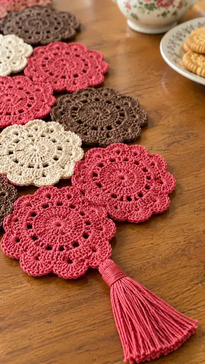 Vintage Floral Motif Table Runner Pattern step 2 - assembly progress