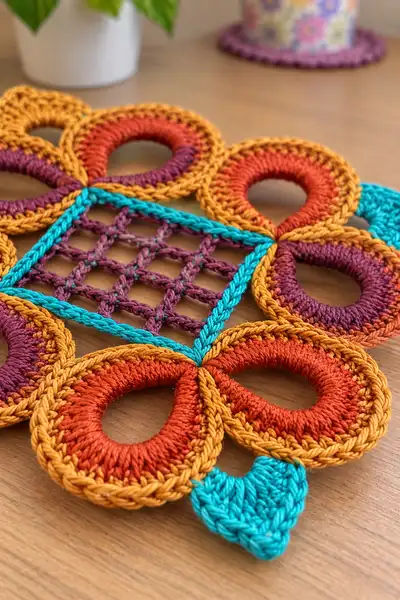 Boho Jewel Color Bedspread Motif Pattern step 3 - details and accessories