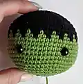 Mini Hulk Amigurumi Pattern step 2 - assembly progress