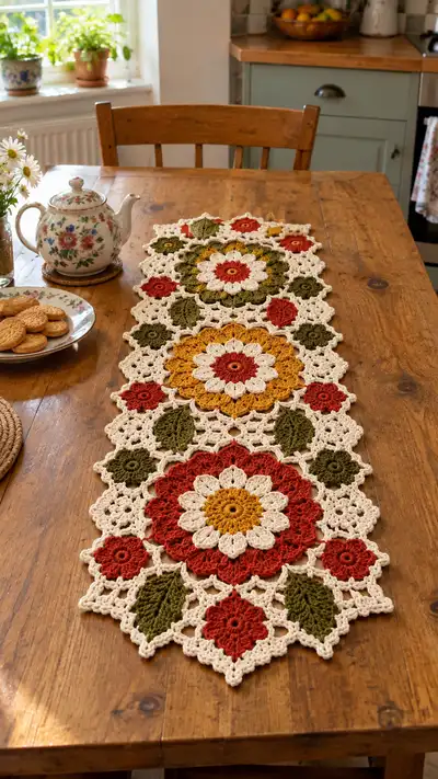 Autumn Floral Table Runner Pattern step 1 - construction progress