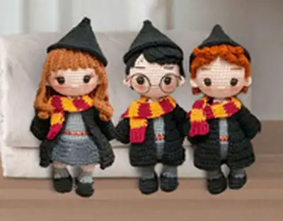 Hermione Granger Amigurumi Pattern step 4 - final assembly and finishing