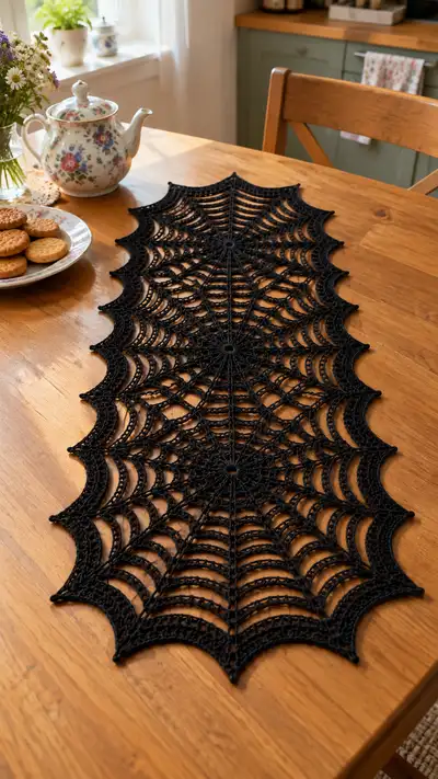 Spiderweb Table Runner Pattern step 1 - construction progress