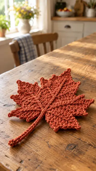 Autumn Leaf Garland Pattern step 2 - assembly progress
