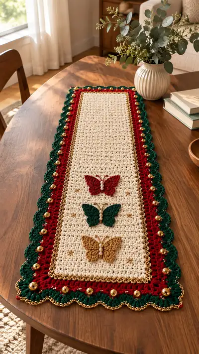 Festive Butterfly Table Runner Pattern step 1 - construction progress