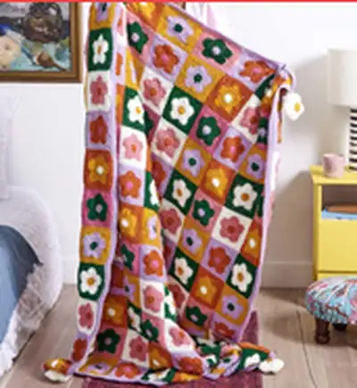 Field of Daisies Crochet Blanket Pattern step 4 - final assembly and finishing