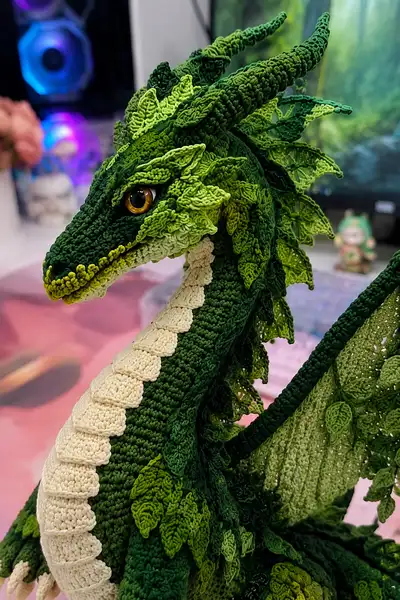Giant Emerald Forest Dragon Amigurumi Pattern step 2 - assembly progress