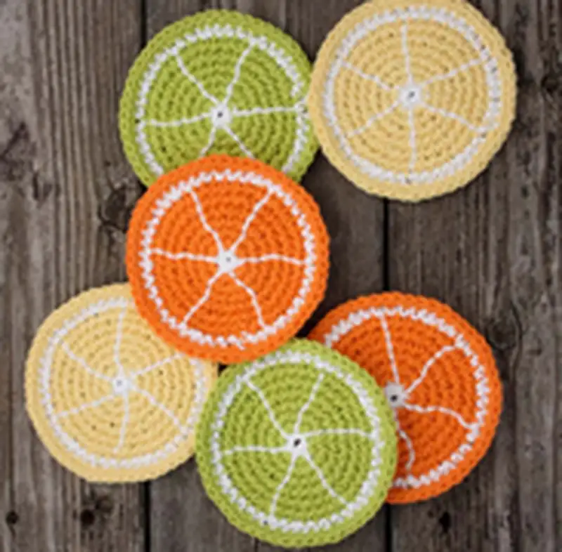 Free Beginner Friendly crochet pattern: Citrus Slice Coasters Pattern - Easy to follow tutorial