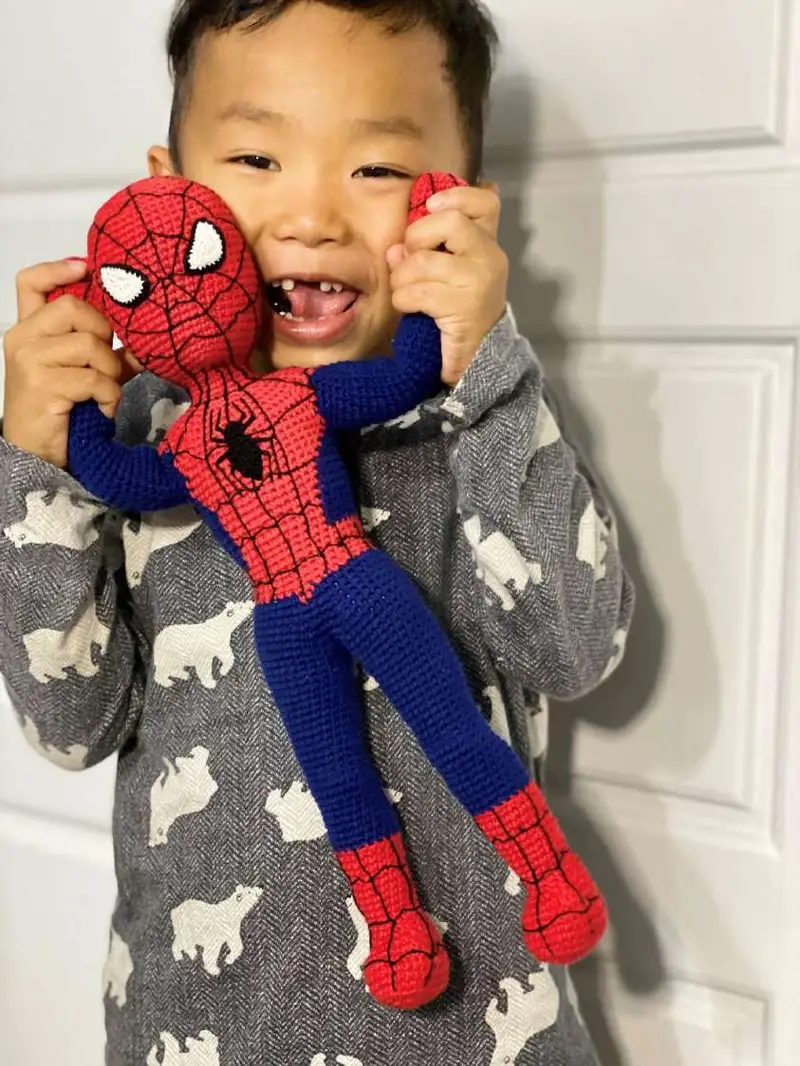 Spiderman Amigurumi Pattern crochet pattern - detailed view of completed project