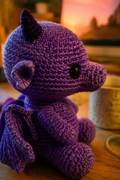 Small Purple Demon Dragon Amigurumi Pattern step 2 - assembly progress