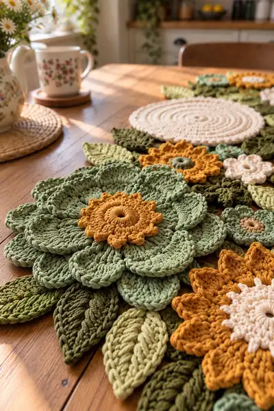 Floral Table Runner Motif Set Pattern step 2 - assembly progress