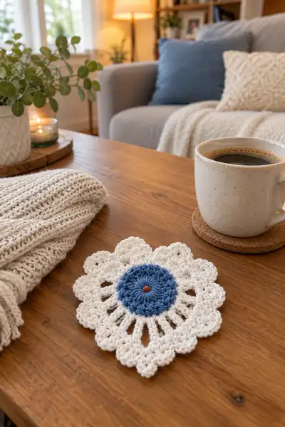Breezy Bedspread Daisy Motif Pattern step 2 - assembly progress