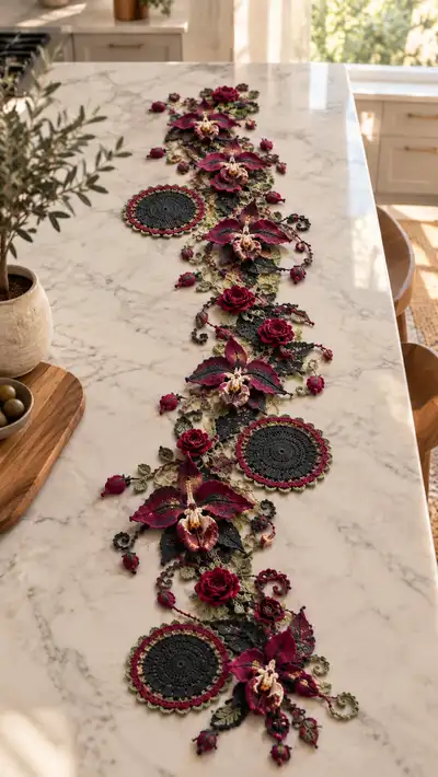 Elegant Floral Table Runner Pattern step 1 - construction progress