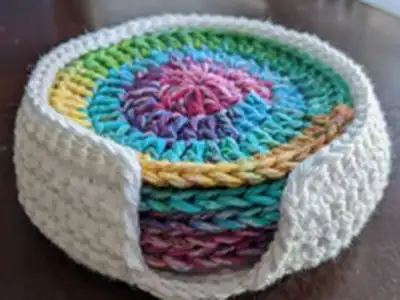 Crochet Coaster and Coaster Holder Pattern step 3 - details and accessories