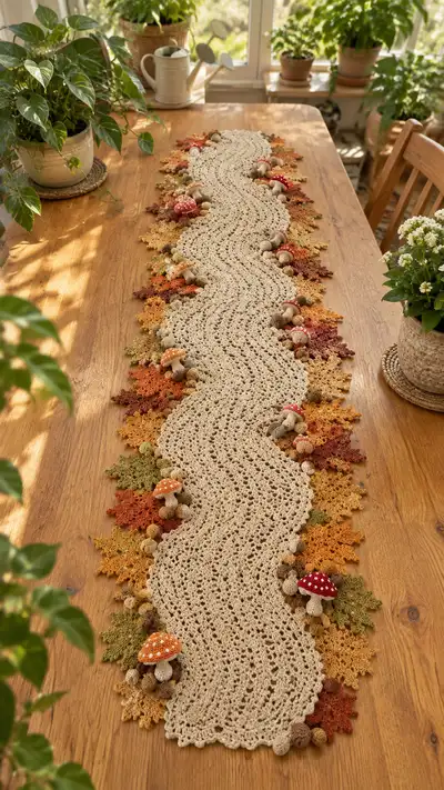 Autumn Woodland Table Runner Pattern step 1 - construction progress