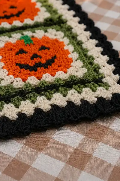 Halloween Cool Table Runner Pattern step 2 - assembly progress
