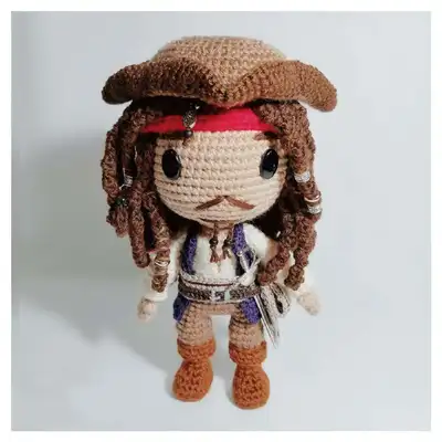 Jack Sparrow Amigurumi Pattern step 1 - construction progress