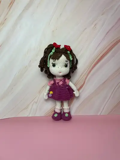 Cute Girl Doll Amigurumi Pattern step 2 - assembly progress