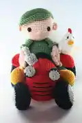 Farmer Teun and Tractor Amigurumi Pattern step 2 - assembly progress