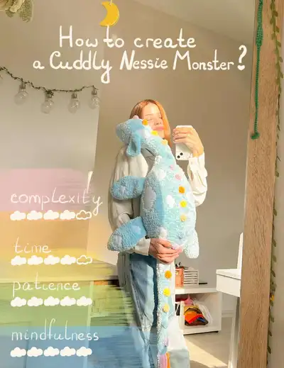 Cuddly Nessie Monster Amigurumi Pattern step 3 - details and accessories