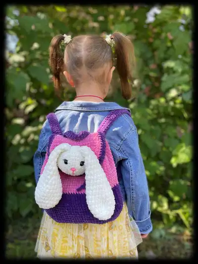 Plush Backpack Bunny Pattern step 1 - construction progress