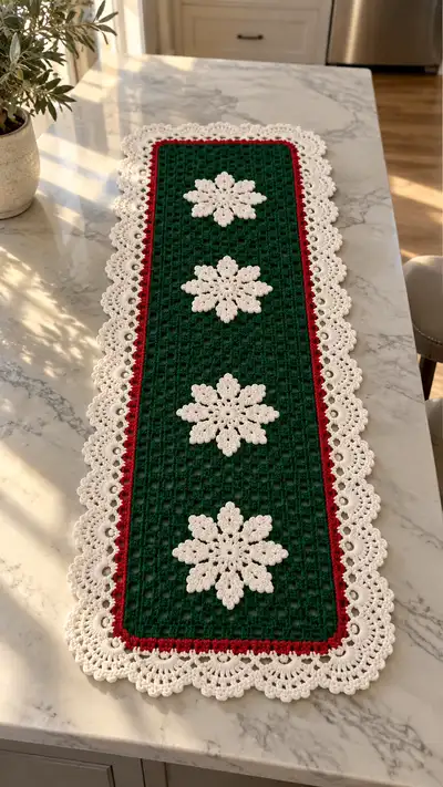 Holiday Snowflake Table Runner Pattern step 1 - construction progress