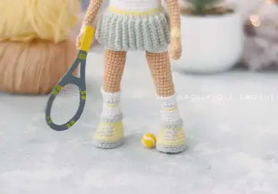 Penny, The Tennis Player Amigurumi Pattern step 3 - details and accessories