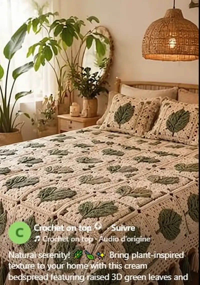 Natural Serenity Bedspread Pattern crochet pattern - detailed view of completed project