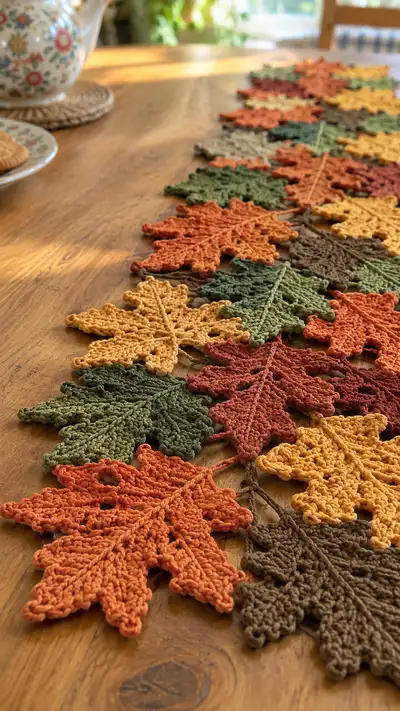 Autumn Leaves Table Runner Pattern step 2 - assembly progress